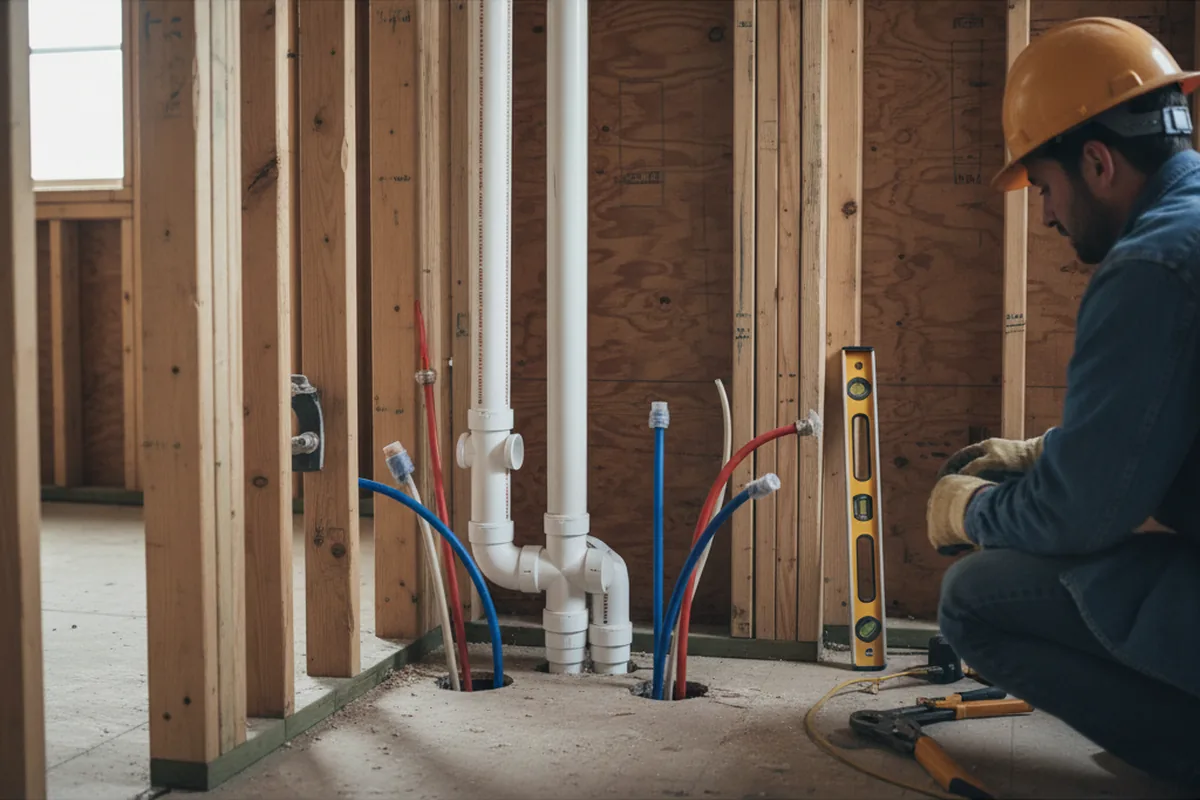 Drain and supply rough-in during Drain Cleaning in Grand Bay