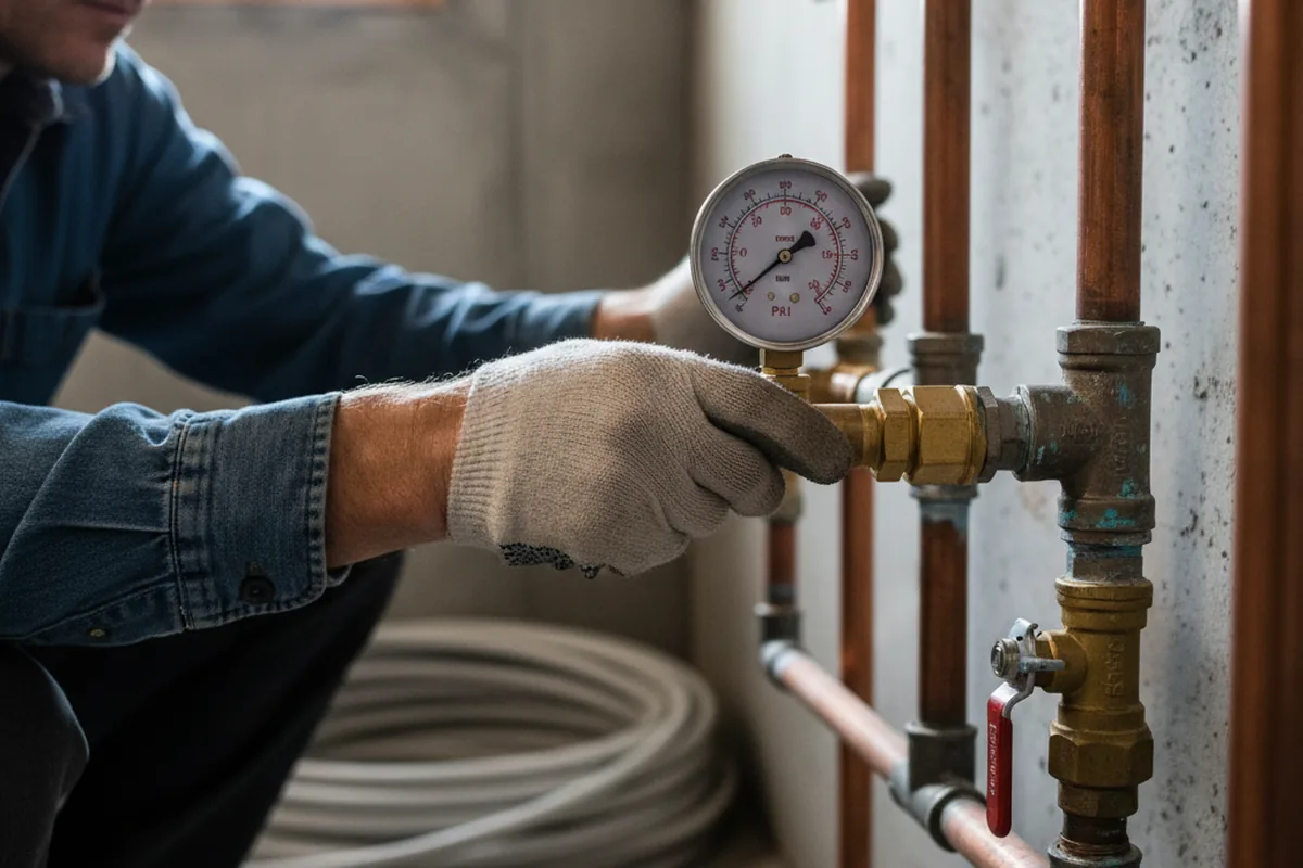 Pressure testing a repaired line during Water Line Repair in Grand Bay